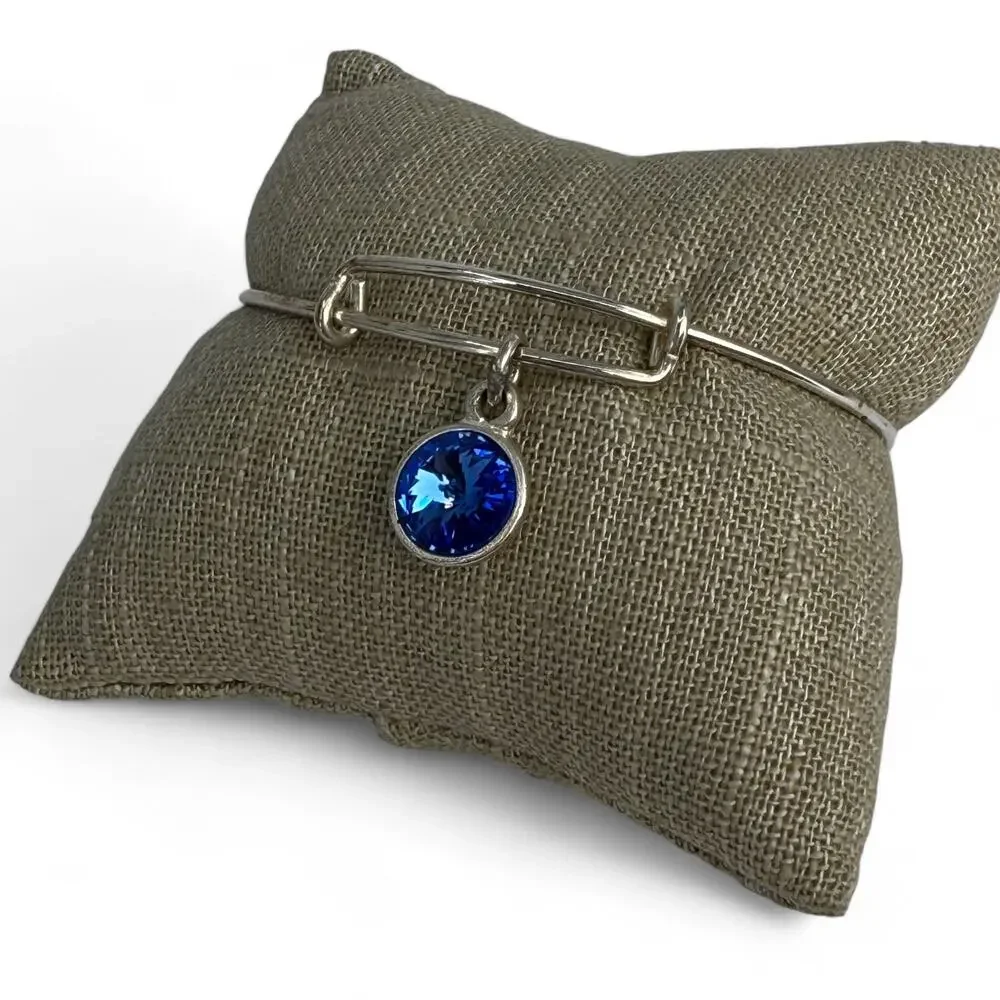 Alex and Ani Sapphire Blue Rhinestone Charm Bangle Bracelet September Birthstone